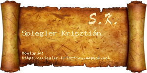 Spiegler Krisztián névjegykártya